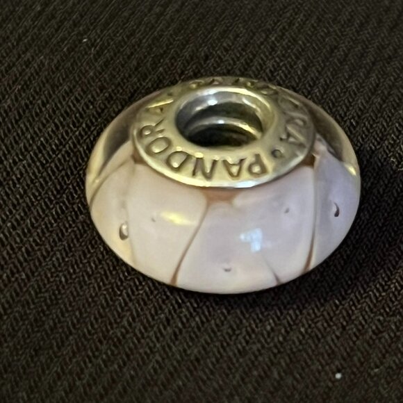 Pandora Murano Pink Looking Glass Charm – Sterling Silver Core – Retired - Picture 2 of 6